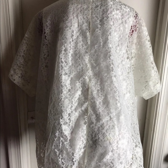 NEW RED PEDAL FLORAL LACE OFF WHITE BLOUSE - SIZE XL NWT - Picture 5 of 10